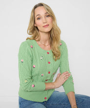 Embroidered Green Floral Cable Knit Cardigan - boudoirbythesea