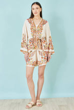 Yumi Ivory Viscose Floral Border Kimono With Tie Belt - boudoirbythesea
