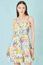 White Mediterranean Print Cotton Mini Sun Dress - boudoirbythesea