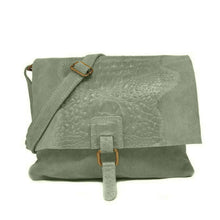 Italian Soft Suede Leather Croc Pattern Cross Body Bag - boudoirbythesea