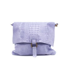 Italian Soft Suede Leather Croc Pattern Cross Body Bag - boudoirbythesea