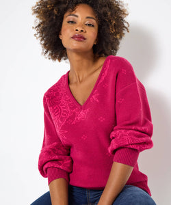 Paisley Pink V-Neck Jumper - boudoirbythesea