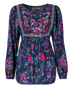 Boho Top blues/pinks tunic - boudoirbythesea
