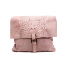 Italian Soft Suede Leather Croc Pattern Cross Body Bag - boudoirbythesea