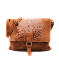 Italian Soft Suede Leather Croc Pattern Cross Body Bag - boudoirbythesea