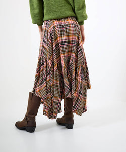 Romantic Check Dippy Hem Skirt - boudoirbythesea