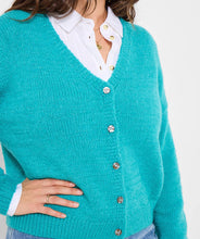 V- Neck Cardigan in turquoise - boudoirbythesea
