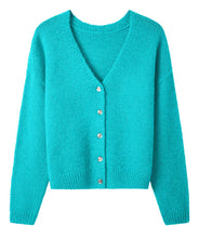 V- Neck Cardigan in turquoise - boudoirbythesea