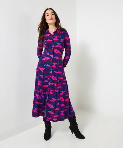 Estelle Geo Print Jersey Shirt Dress - boudoirbythesea