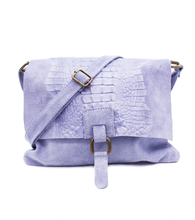 Italian Soft Suede Leather Croc Pattern Cross Body Bag - boudoirbythesea