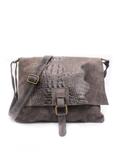 Italian Soft Suede Leather Croc Pattern Cross Body Bag - boudoirbythesea