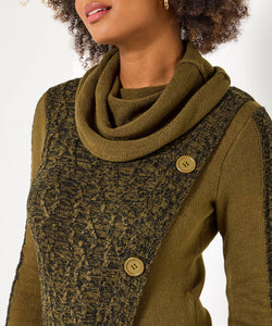 Curiously Cosy Roll Neck Jumper Khaki - boudoirbythesea