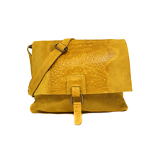 Italian Soft Suede Leather Croc Pattern Cross Body Bag - boudoirbythesea