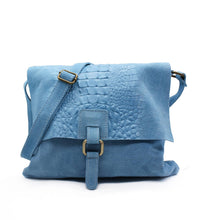 Italian Soft Suede Leather Croc Pattern Cross Body Bag - boudoirbythesea