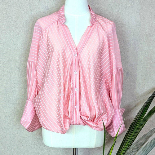 Light weight shirt with crop twist detail and exaggerated cuffs - boudoirbythesea