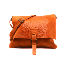 Italian Soft Suede Leather Croc Pattern Cross Body Bag - boudoirbythesea