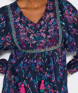 Boho Top blues/pinks tunic - boudoirbythesea