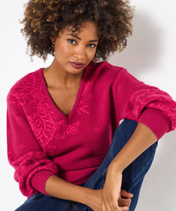 Paisley Pink V-Neck Jumper - boudoirbythesea