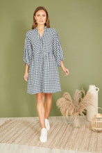 Navy Cotton Checked Button Through Tunic Dress - boudoirbythesea