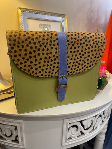 Lime Leopard Leather Crossbody bag - boudoirbythesea