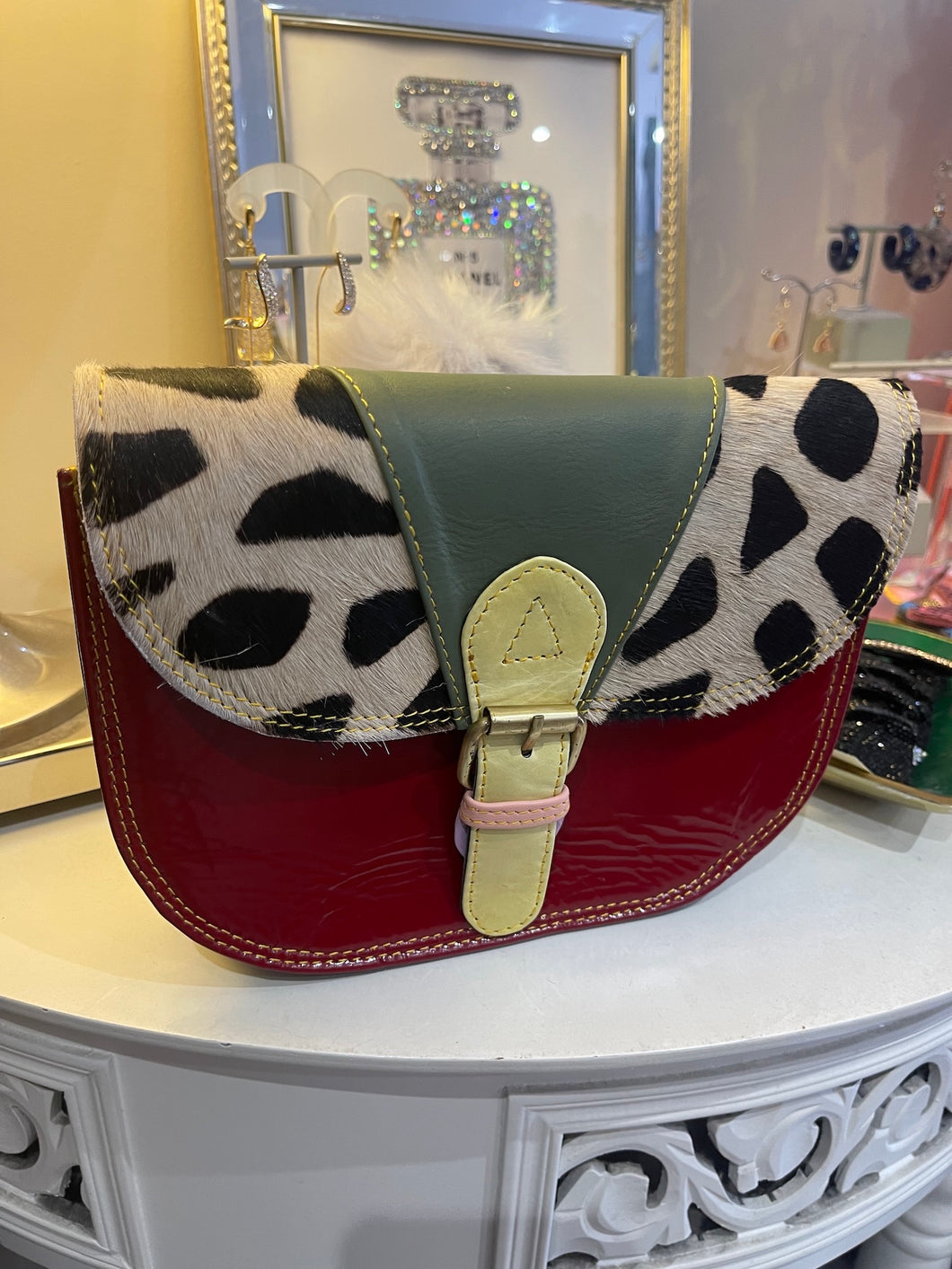 Leather Bag Red Multi Design - boudoirbythesea