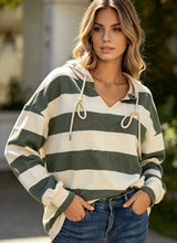 Stripe Sweatshirt Hooded Top 4 Colours