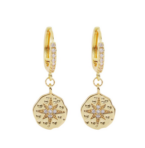 Star imprint gold huggie earrings - boudoirbythesea