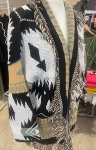 Navaho Design Grey Cardigan - boudoirbythesea