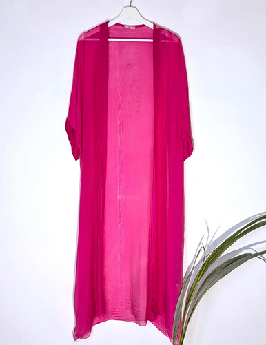 Silk Blend Long Kimono Style Jacket - boudoirbythesea