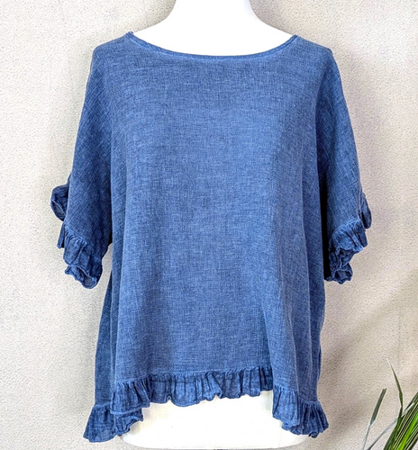 Cotton Frilled Sleeve Top - boudoirbythesea