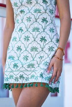 White Palm Tree Cotton Shift Mini Dress UK12 - boudoirbythesea