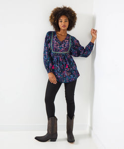 Boho Top blues/pinks tunic - boudoirbythesea