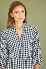Navy Cotton Checked Button Through Tunic Dress - boudoirbythesea