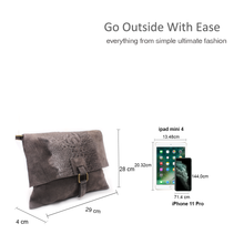 Italian Soft Suede Leather Croc Pattern Cross Body Bag - boudoirbythesea