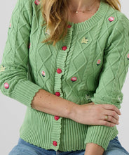 Embroidered Green Floral Cable Knit Cardigan - boudoirbythesea