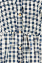 Navy Cotton Checked Button Through Tunic Dress - boudoirbythesea