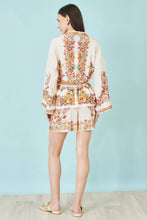 Yumi Ivory Viscose Floral Border Kimono With Tie Belt - boudoirbythesea