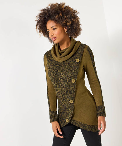 Curiously Cosy Roll Neck Jumper Khaki - boudoirbythesea