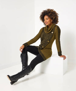 Curiously Cosy Roll Neck Jumper Khaki - boudoirbythesea