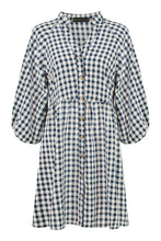 Navy Cotton Checked Button Through Tunic Dress - boudoirbythesea