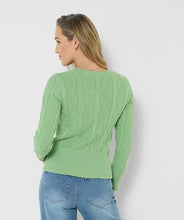 Embroidered Green Floral Cable Knit Cardigan - boudoirbythesea