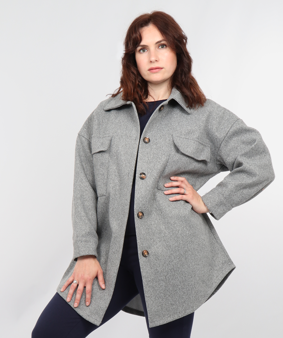 Grey Shacket Jacket SALE NOW £25.00 - boudoirbythesea