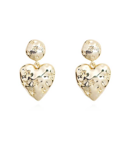 Gold heart star design drop earrings - boudoirbythesea